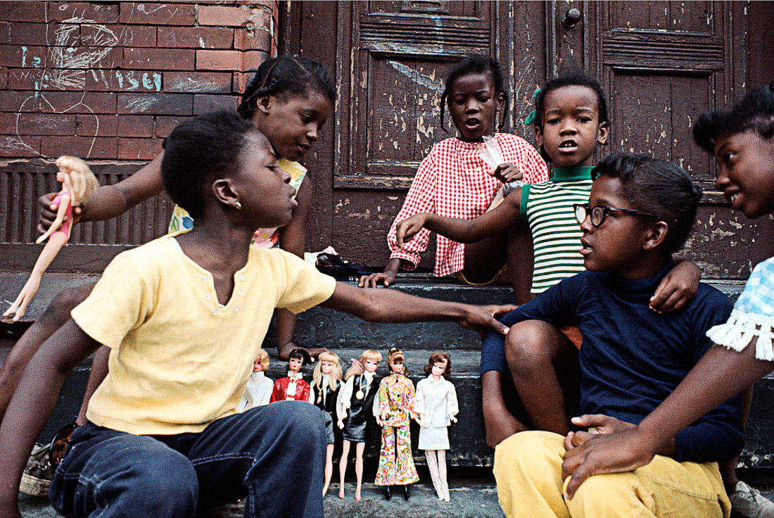 Girls with Barbies, East Harlem, 1970